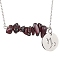 Natural Garnet Chip & Constellation Pendant Necklaces, 304 Stainless Steel Cable Chains Necklaces, Stainless Steel Color, Capricorn, 16.93 inch(43cm)