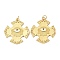 Brass Enamel Pendants, with Jump Ring, Long-Lasting Plated, Lead Free & Nickel Free & Cadmium Free, Cross with Eye, Real 18K Gold Plated, 30x27x2mm, Jump Ring: 5x0.8mm, 3.5mm Inner Diameter