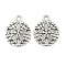 Tibetan Style Alloy Pendants, Sand Dollar Charm, Sand Dollar, Cadmium Free & Lead Free, Antique Silver, 19x15x2mm, Hole: 2mm