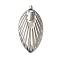 Non-Tarnish 201 Stainless Steel Pendants, Leaf Charms, Stainless Steel Color, 18x9x1.5mm, Hole: 1.4mm