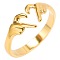 Minimalist Stainless Steel Heart Gesture Open Cuff Rings for Women, Golden