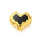 304 Stainless Steel Enamel Beads, Ion Plating(IP), Real 18K Gold Plated, Heart, Black, 13x15x7mm, Hole: 1.2mm