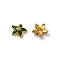 Alloy Enamel Beads Caps, Lead Free & Cadmium Free, Multi-Petal Flower, Green, 8x2mm, Hole: 1.8mm