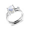 Triangle 925 Sterling Silver with Natural Moonstone Finger Rings, Platinum, US Size 9(18.9mm)