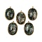 Natural African Turquoise(Jasper) Pendants, 304 Stainless Steel Oval Charms, Real 14K Gold Plated, 22x14.5~15x6.5~8mm, Hole: 1.5mm