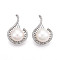 Natural Cultured Freshwater Pearl Pendants, Brass Micro Pave Clear Cubic Zirconia Pendants, Teardrop Charms, Real Platinum Plated, 26.5x17.5x9.5~11mm, Hole: 4x2.5mm