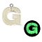 Luminous Resin Pendants, Glow in the Dark, with Platinum Plated Loop, Letter, Letter G, 23.5x19x5mm, Hole: 1.8mm