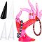 7Pcs 4 Style Acrylic Ring Displays, Cone Shaped Finger Ring Display Stands, Misty Rose, 2.3~2.62x6~7.25cm, 2pcs/style
