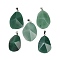 Natural Green Aventurine Pendants, with Iron Snap on Bails, Faceted, Nuggets, 34.5~50x23.5~31x10.5~13mm, Hole: 7.8x3mm