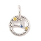Luminous 925 Sterling Silver Rhinestone Constellation Charms, Glow in the Dark Enamel Constellation Charms with Oval Jump Rings, Antique Silver, Taurus, 11.5x2mm, Hole: 4x5mm