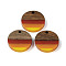 Pride Rainbow Theme Resin & Walnut Wood Pendants, Flat Round, Colorful, 18.5x3.5mm, Hole: 2mm