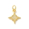 S925 Sterling Silver Micro Pave Cubic Zirconia Pendant, Golden, 13x10.5x1.5mm