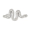Brass Micro Pave Clear Cubic Zirconia Connector Charms, Snake, Cadmium Free & Lead Free, Long-Lasting Plated, Rack Plating, Platinum, 18.5x10x1.5mm, Hole: 0.8mm