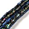 Handmade Dichroic Foil Glass Beads Strands, Barrel, Royal Blue, 9x9mm, Hole: 2mm, about 35pcs/strand, 12.80''(32.5cm)