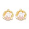 Alloy Enamel Pendants, Golden, Mooncake with Rabbit, 25.5x22x1mm, Hole: 1.6mm