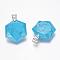 Dyed & Synthetic Turquouise Gemstone Pendants, Faceted, Hexagram, Platinum, 41x28x9mm, Hole: 5x9mm