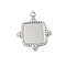 304 Stainless Steel Pendant Cabochon Settings, Square Charms, Stainless Steel Color, Tray: 10.5x10.5mm, 21.5x18.5x2mm, Hole: 1.8mm