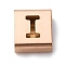 Ion Plating(IP) 304 Stainless Steel Square Slide Charms, Rose Gold, Letter I, 9x8x4mm, Hole: 3.5x8.5mm