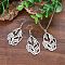 Bohemian Style Alloy Pendant Necklaces & Dangle Earrings Sets, Leaf, 60x25mm