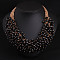 Alloy Bib Neckalces for Women, with Faceted Resin Round Beads, Gold, Black, 17.72 inch(45cm)