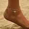 Heart Evil Eye Alloy Link Anklets, Golden, 8-1/4 inch(210mm)