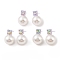 Hypoallergenic Bioceramics Zirconia Ceramic Stud Earrings, with Shell Pearl and Rhinestone, No Fading and Nickel Free, Round, Mixed Color, 15.5x10mm