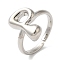 Initials Brass Open Cuff Ring for Women, Letter P, 16.5x10.5mm, Adjustable