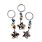 Star Brass Tourmaline Keychains, with Iron, Platinum , 96~100mm