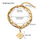 304 Stainless Steel & Natural Labradorite Beaded Double Layer Bracelets, Charm Bracelets,  Golden, Flat Round, 6-1/4 inch(16cm)