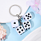 Plastic Keychain, with Platinum Iron Rings, Dice, White, 75mm