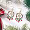 Christmas Themed Handmade Glass Seed Beads Dangle Earrings, with Alloy Bowknot Pendant and 304 Stainless Steel Earring Hooks, Golden, Green, 63x29mm