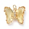 Brass Micro Pave Clear Cubic Zirconia Pendant, with Glass, Butterfly, Golden, Pale Goldenrod, 15x19x4.5mm, Hole: 3.5mm