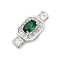 Brass Micro Pave Cubic Zirconia Box Clasps, with Glass, Rectangle, Platinum, 20.5x10x10mm, Hole: 2.5x1mm