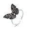 Butterfly Brass Cuff Open Rings for Women, Antique Silver, US Size 6(16.5mm)