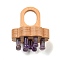 Natural Amethyst Scalp Massager, Wood Head Scalp Comb, for Head Stress Relax Massage Tool, Plum Blossom, 65x56x56mm