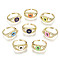Brass Micro Pave Clear Cubic Zirconia Cuff Rings, Open Rings, with Enamel, Nickel Free, Evil Eye, Real 16K Gold Plated, Mixed Color, US Size 6 3/4(17.1mm)