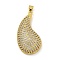 Rack Plating Brass Micro Pave Cubic Zirconia Pendants, Long-Lasting Plated, Cadmium Free & Lead Free, Teardrop, Real 18K Gold Plated, 34.5x18x8mm, Hole: 3.5x4.5mm