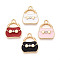 Alloy Enamel Pendants, with Rhinestone, Cadmium Free & Lead Free, Light Gold, Handbag Charm, Mixed Color, 19.5x15.5x2.5mm, Hole: 1.8mm