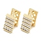Brass Micro Pave Clear Cubic Zirconia Hoop Earrings for Women, Rectangle, Real 18K Gold Plated, 14x7mm
