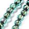Handmade Foil Lampwork Beads Strands, Round, Dark Turquoise, 10mm, about 40pcs/strand, 14.57''(37cm)