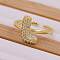 Brass Micro Pave Clear Cubic Zirconia Initial Cuff Rings, Golden, Letter L, Inner Diameter: Adjustable