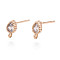 Brass Stud Earring Findings, with Loop, Cubic Zirconia, Teardrop, Clear, Nickel Free, Real 18K Gold Plated, 7.5x4mm, Hole: 1mm
