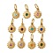 304 Stainless Steel Charms, with Cubic Zirconia, Sun Charms, with Jump Ring, Golden, 12x9.5x3mm, Hole: 3x5mm