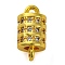 Brass Micro Pave Clear Cubic Zirconia Hollow Column Connector Charms, Lead Free & Cadmium Free, Golden, 13x6.5mm, Hole: 1.4mm