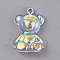 Resin Pendants, with Iron Loop, for DIY Earring Making, Bear, with Glitter Powder, AB Color, Clear, 26x18.5x9mm, Hole: 2mm