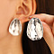 Alloy Stud Earrings, Platinum, Teardrop, 50mm