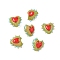 Handmade Lampwork Bumpy Beads Heart, with Enamel, Two Tone, Dark Sea Green, 13.5~15x14~16.5x7.5~10mm, Hole: 1.2mm