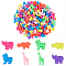400G Polystyrene(PS) Plastic Beads, Mixed Animal Shapes, Mixed Color, 14~27x14~25x8~11mm, Hole: 3.5~4mm, 400g/set