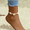 Cowrie Shell & Wood Beaded Anklets, Flower, White, 8-1/4 inch(210mm)