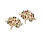 Brass Micro Pave Colorful Cubic Zirconia Connector Charms, Tree Links, Real 18K Gold Plated, 21x28x3mm, Hole: 1.4mm